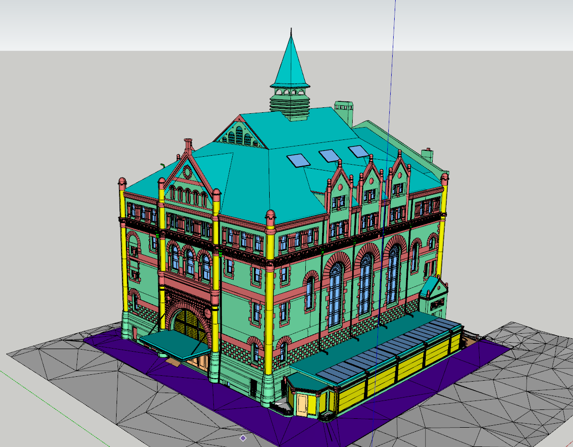 Colored 3D model of the building