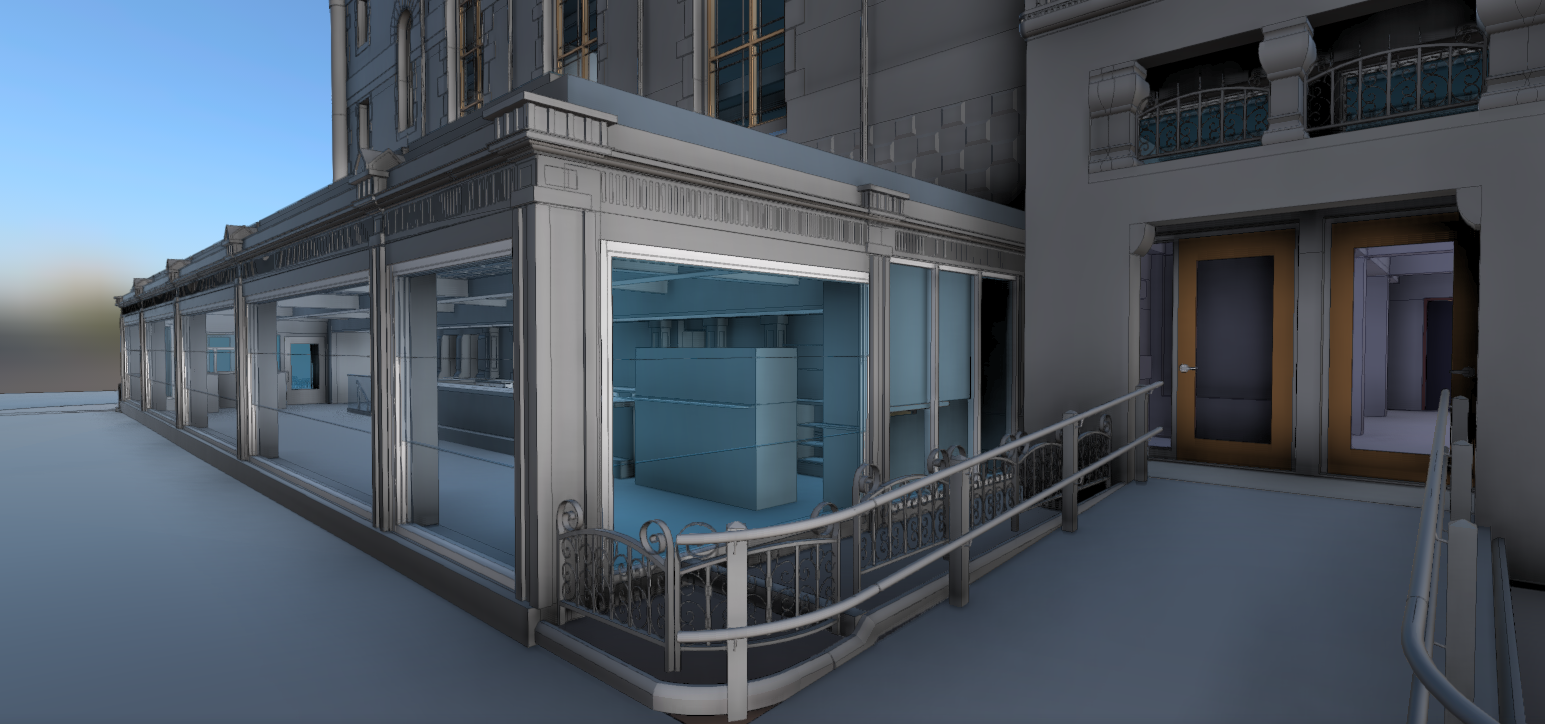 Detailed model of exterior bar addition