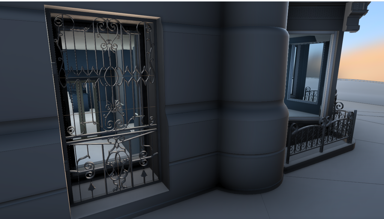 Modeled decorative window and façade detail