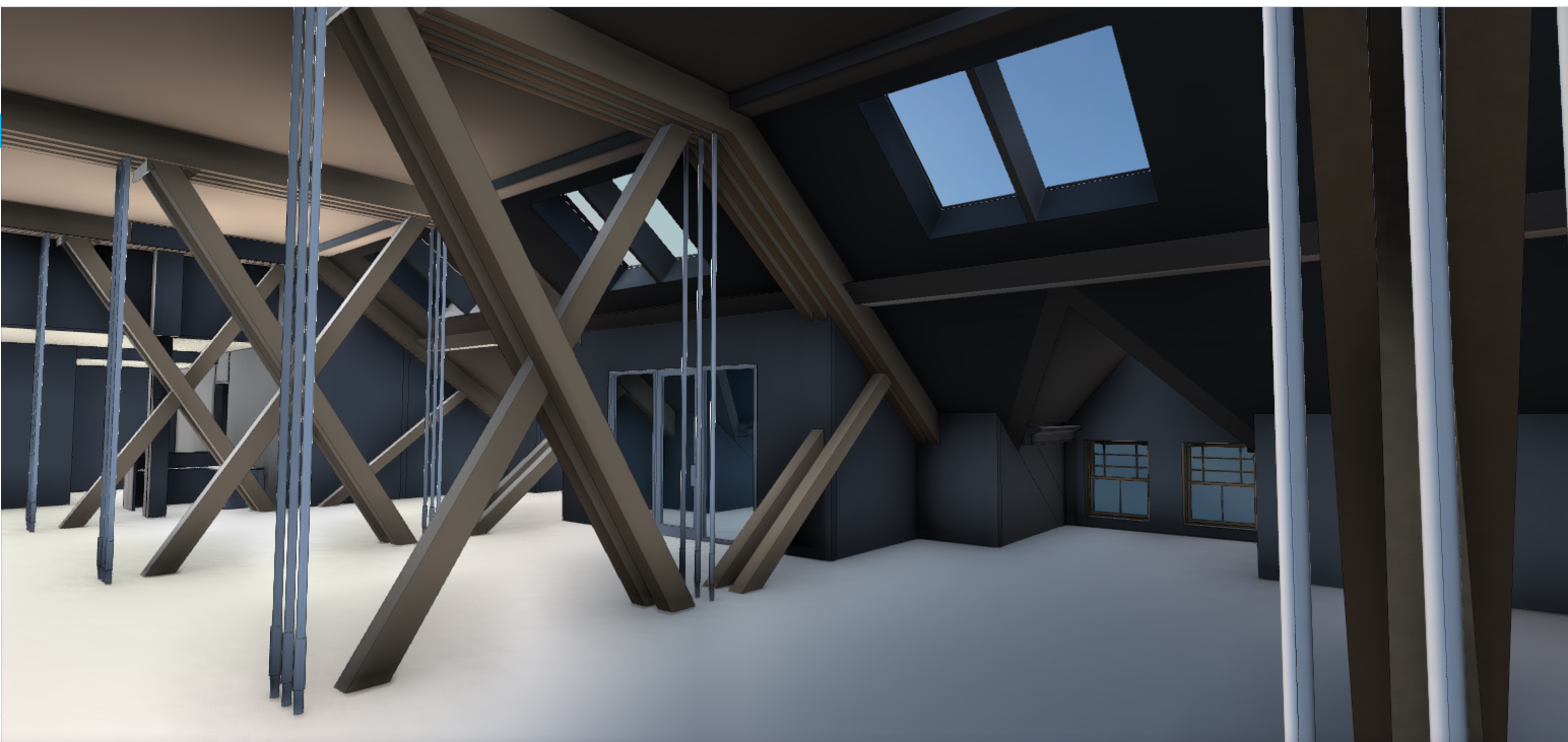 Attic and roof framing model view