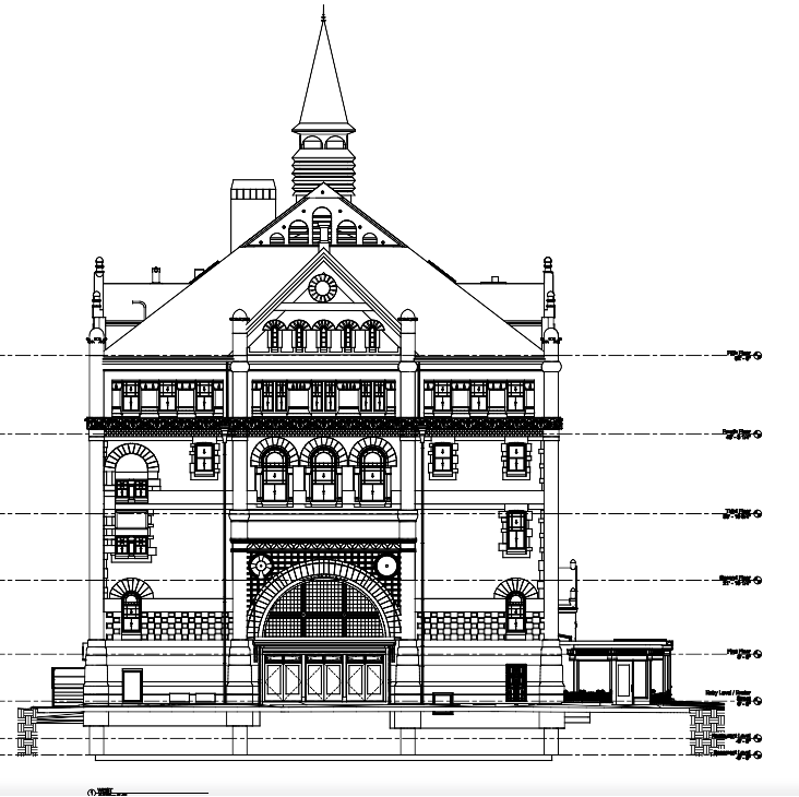 Front elevation drawing of the building