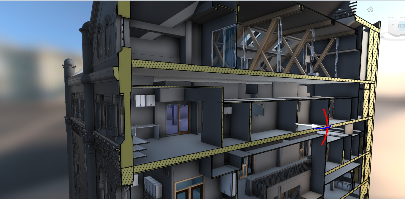 Section cut through the building model