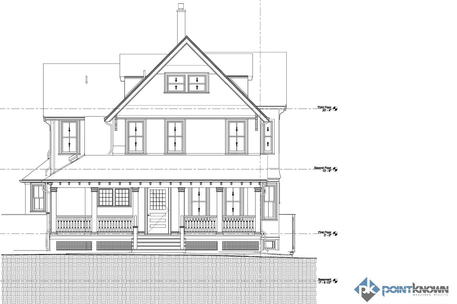 2D architectural elevation of Winchester residential renovation