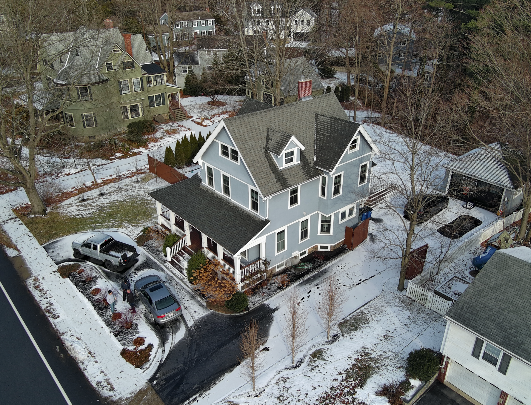 Drone view of Winchester renovation existing conditions