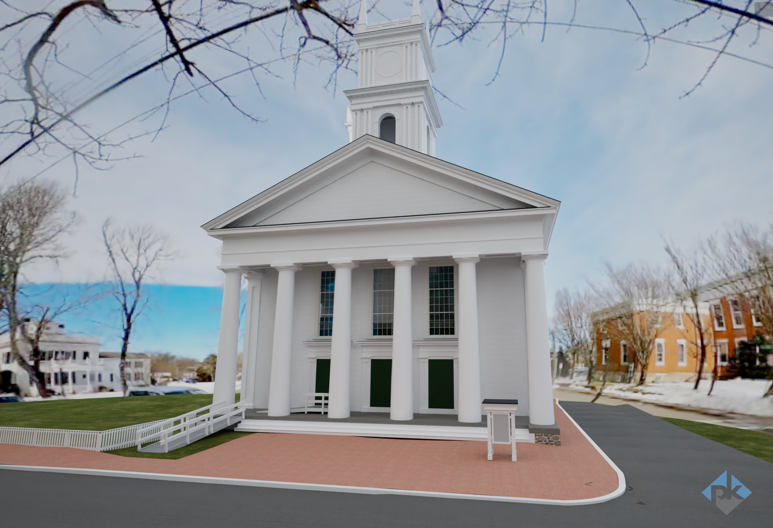 Old Whaling Church Edgartown Existing Conditions 3D Render