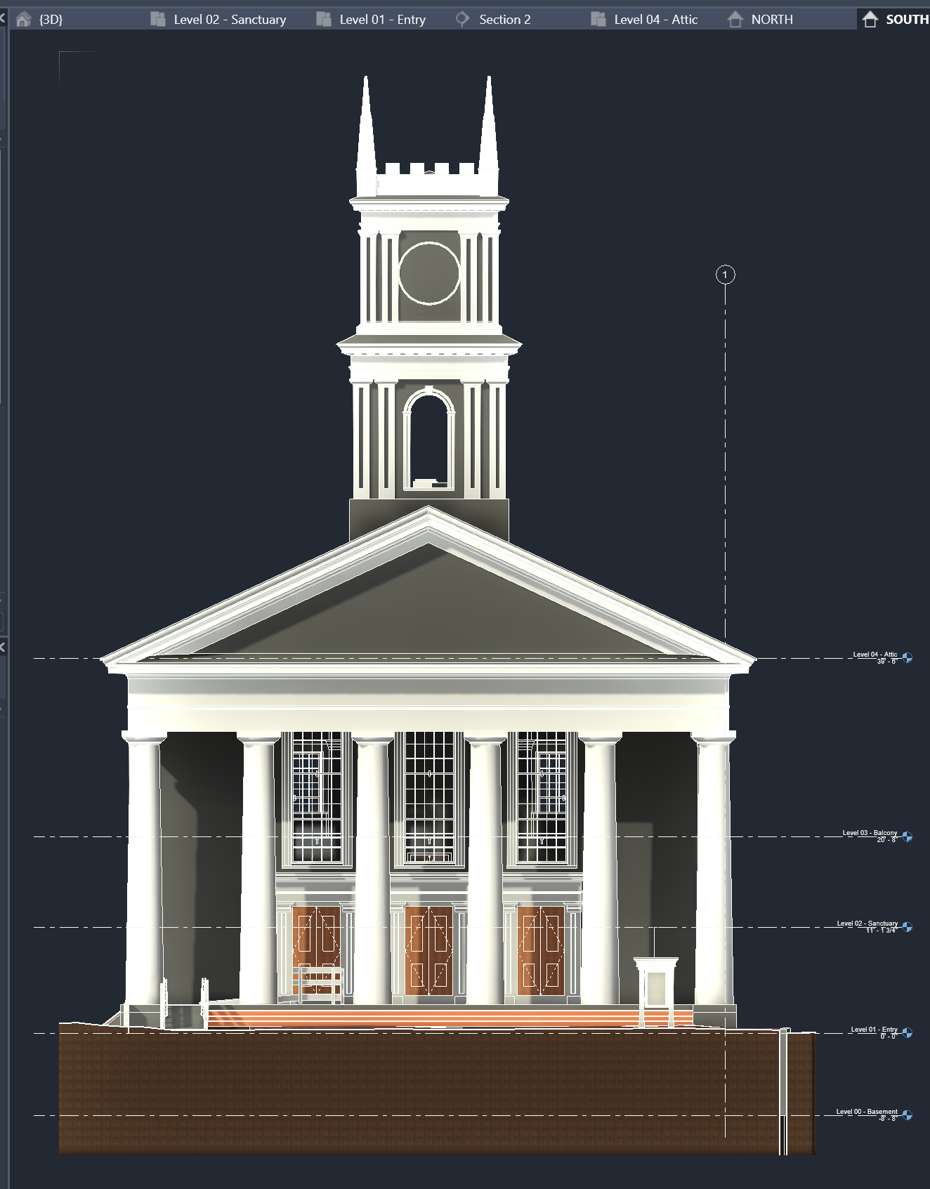Old Whaling Church Existing Elevation 3D