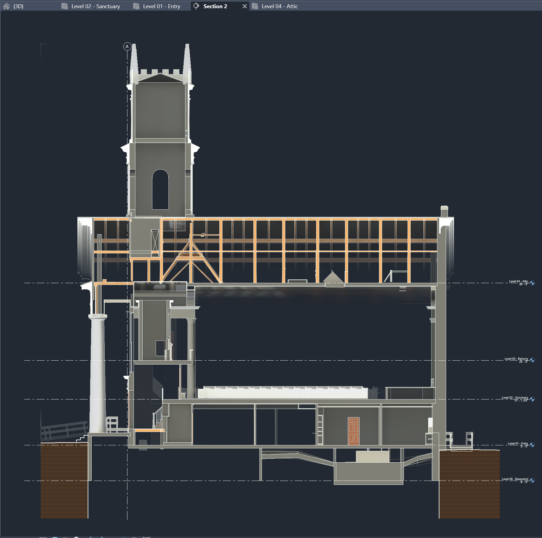 Old Whaling Church Existing Conditions Section 3D