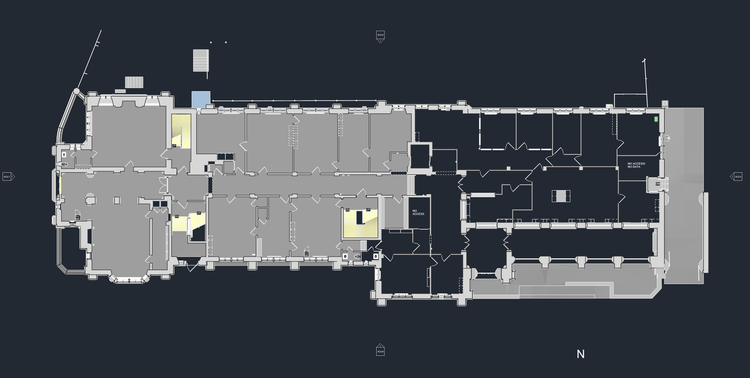 Presentation floor plan of Ray Tompkins House at Yale