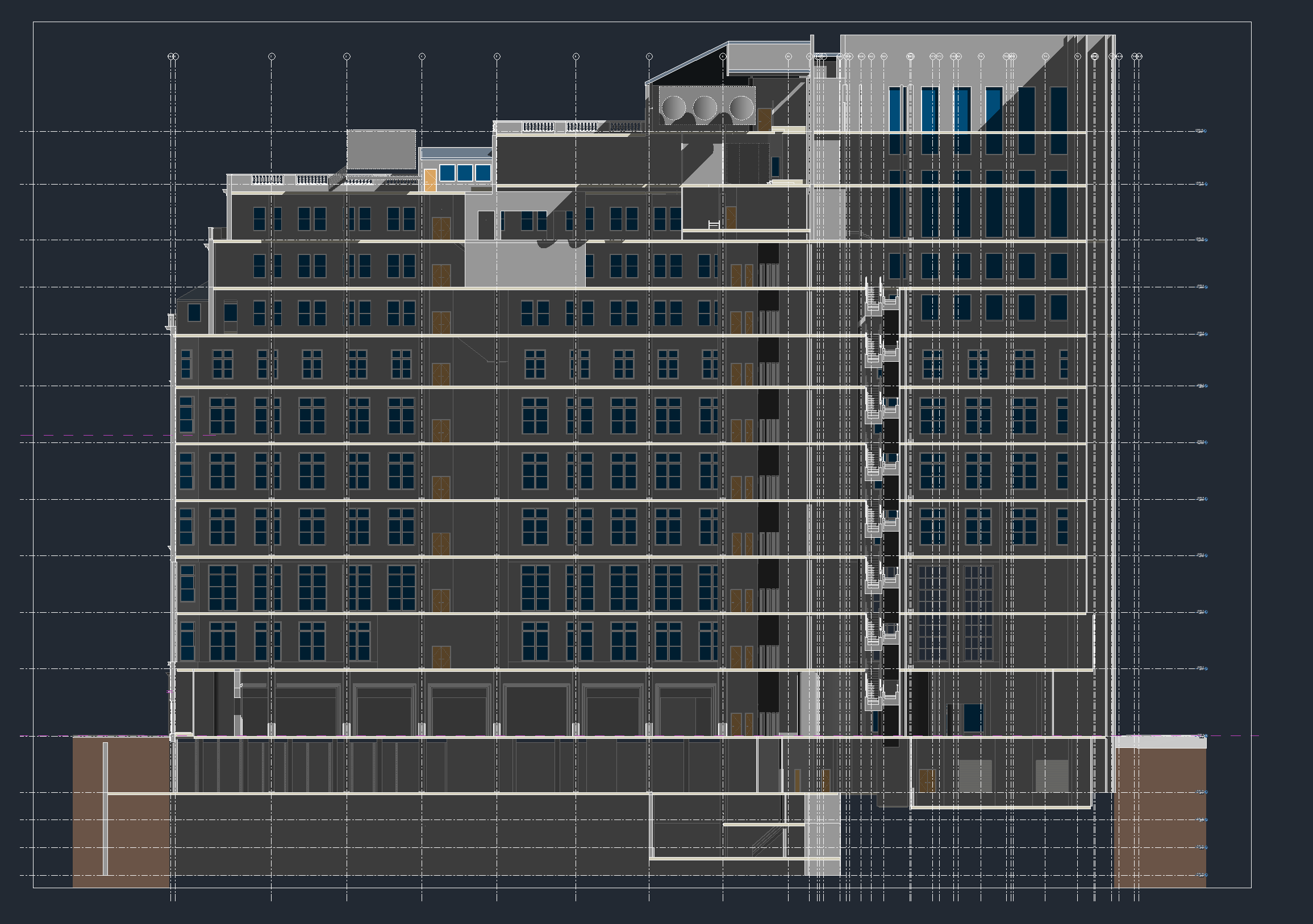 Building section through Saks Fifth Avenue NYC