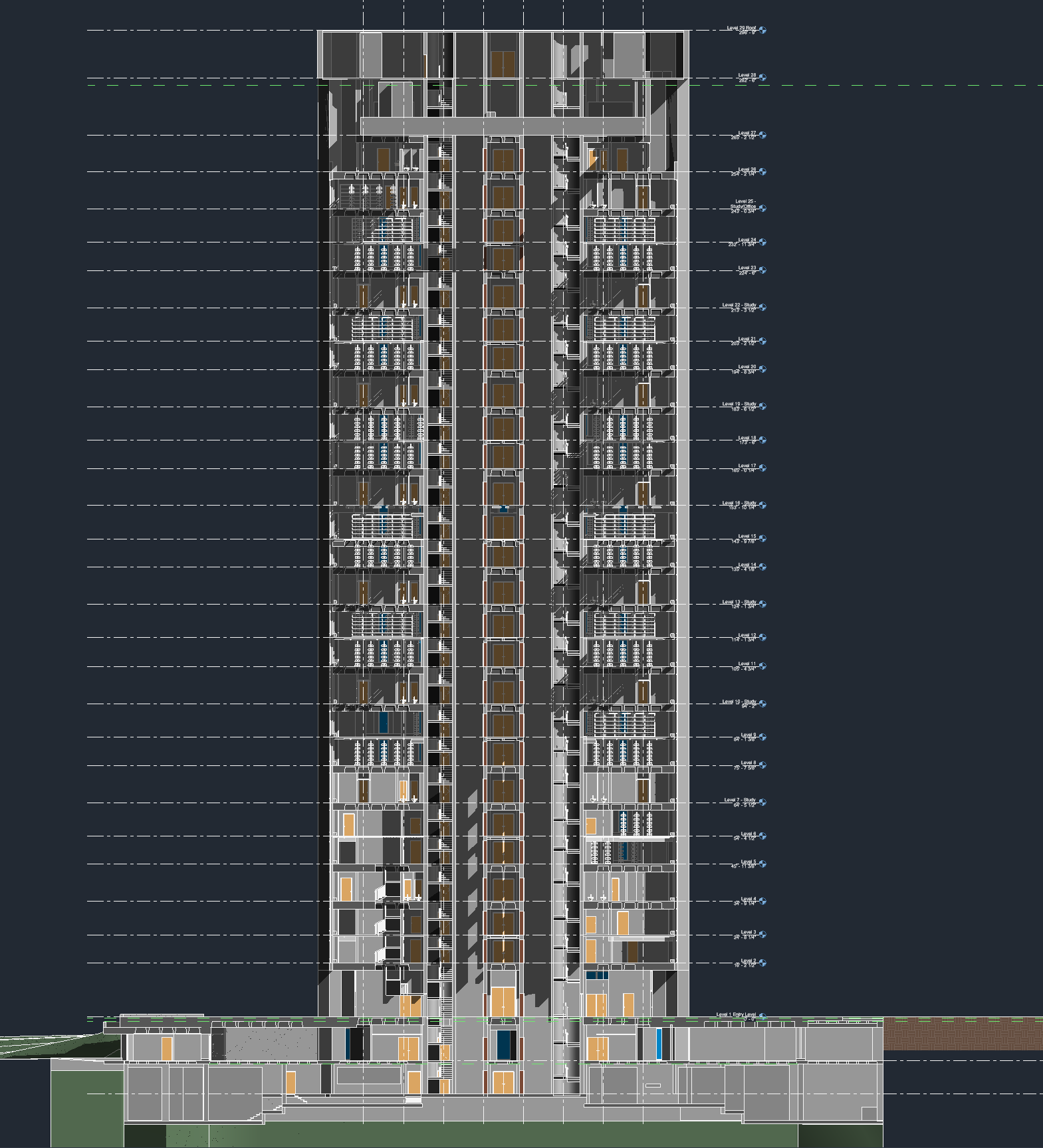 Section sample from the UMass Du Bois Library Revit model