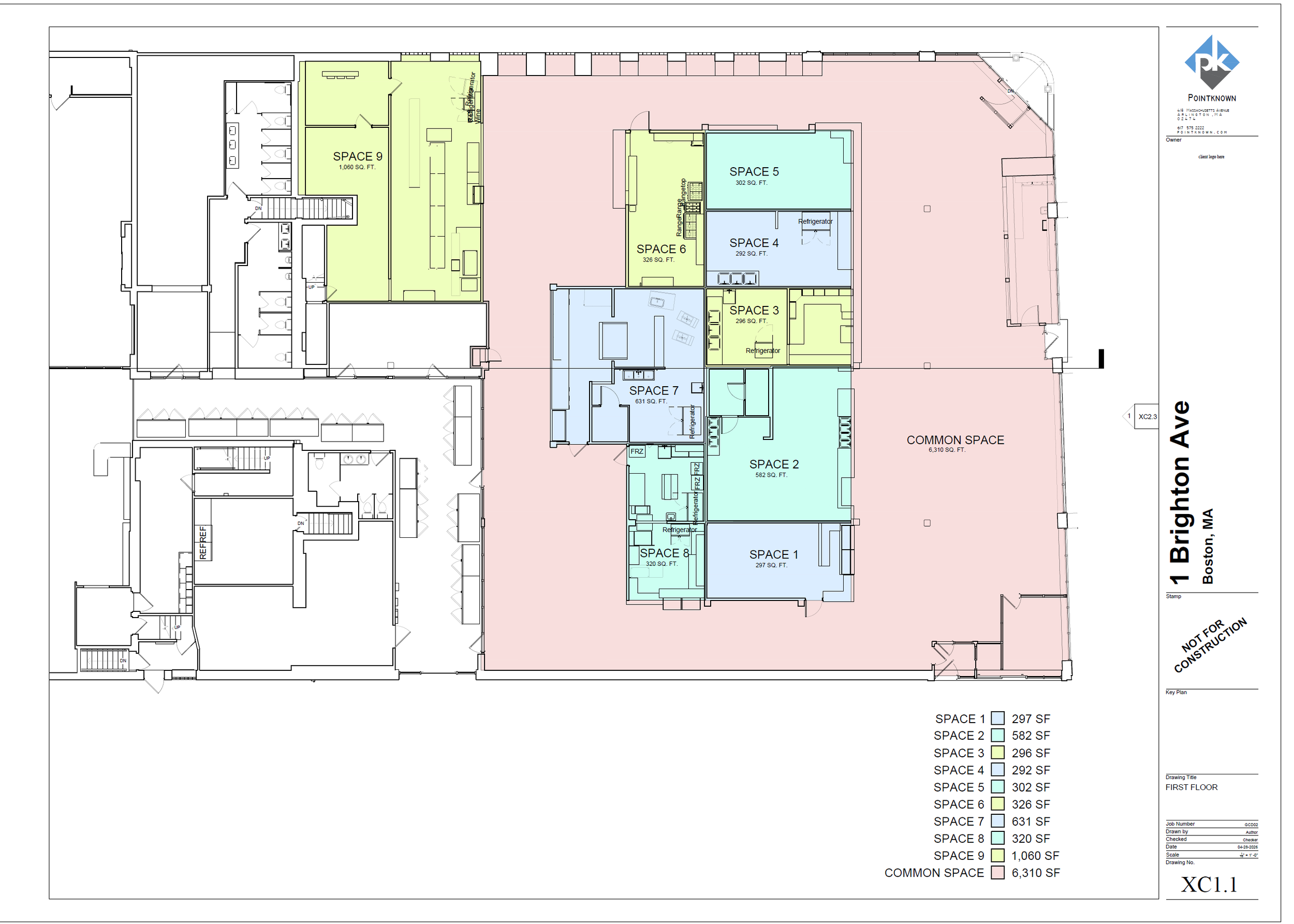 Brighton Market space calculation plan for food court and common areas