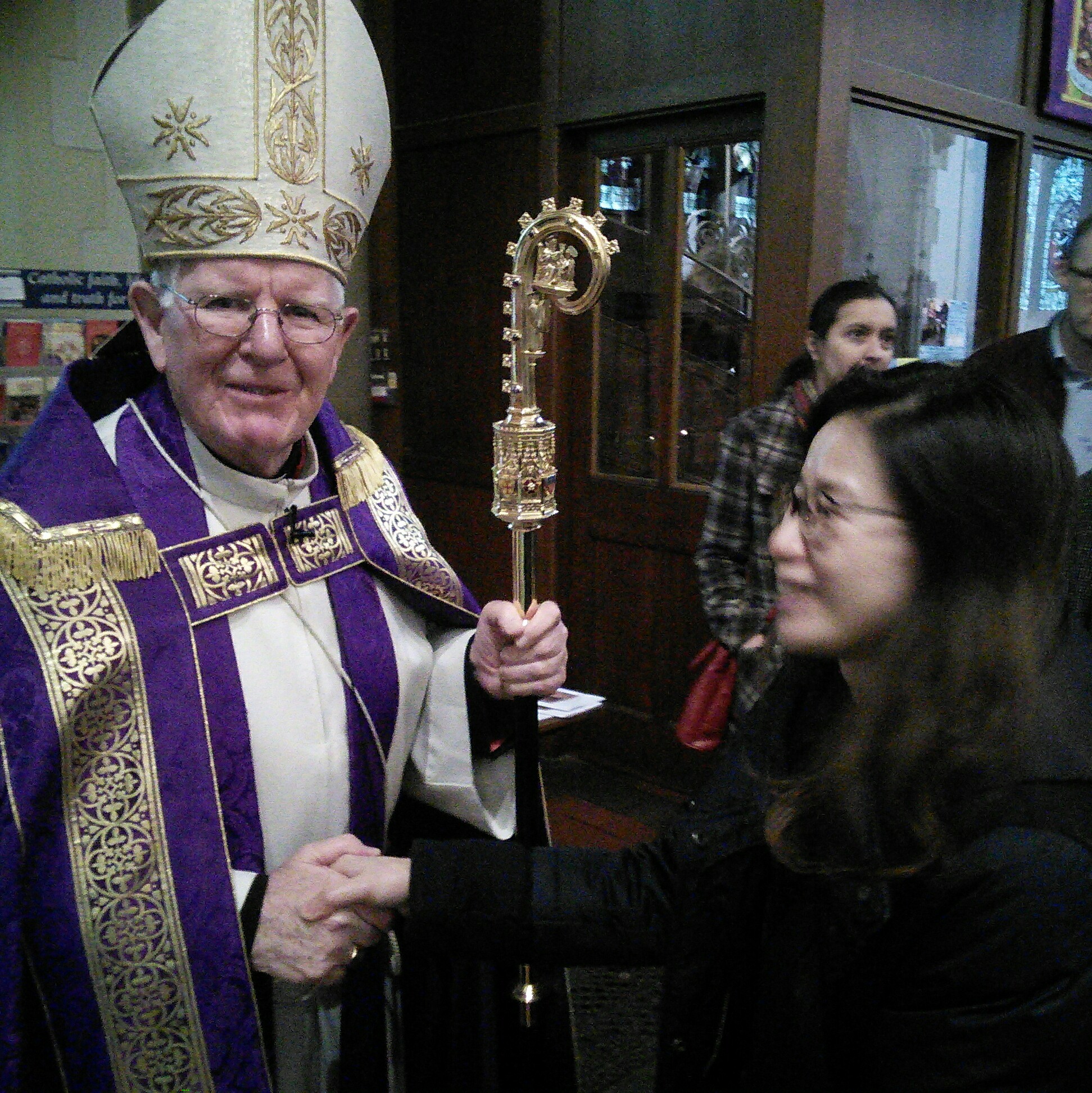 Amber meeting Bishop Michael at the Rite of Election