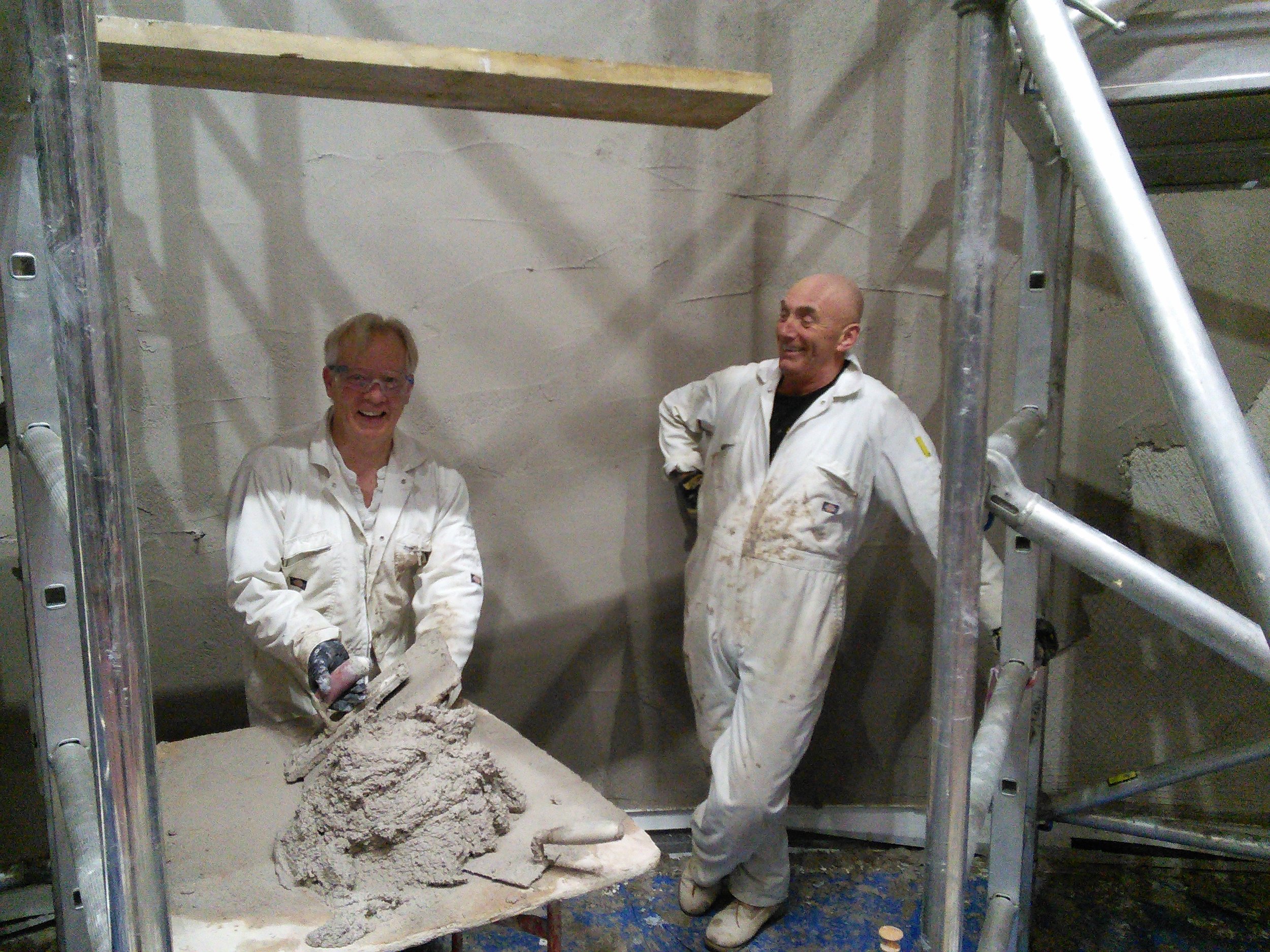 Lee Richards & Co, our wonderful lime plasterers, who spent two weeks over Christmas building up the layers of lime.