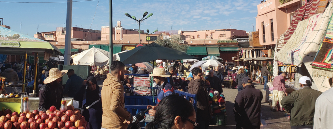 Thousands shop at the local spice market in Marrakesh, Morocco.