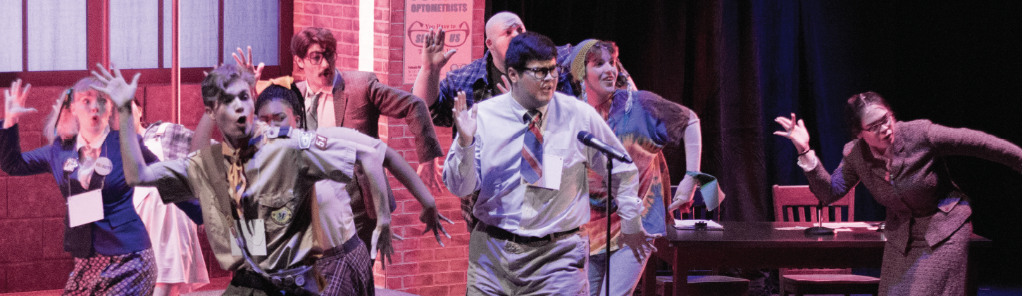 The cast of “Spelling Bee” jazzes it up with some fancy moves during a dress rehearsal of the drama departments’ production at the Fannin Perfomance Hall.