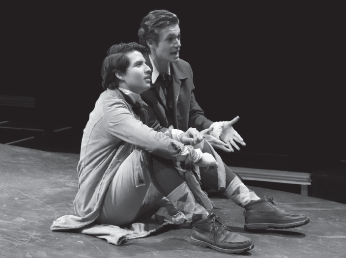 Sheldon Vielma, left, as John Thoreau and Ben Stegmair as Henry Thoreau, in jail.