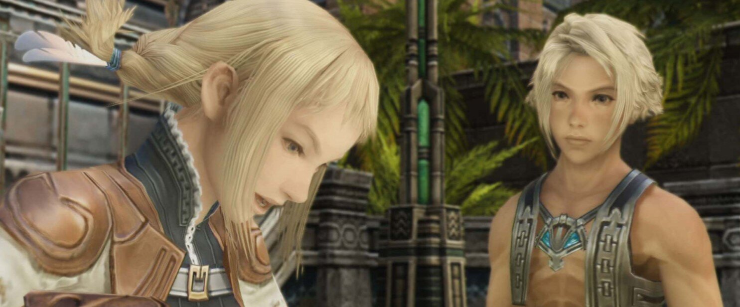 Penelo, left, talks to Vaan as she looks through the bag of stolen goods. Photo courtesy Square Enix Games