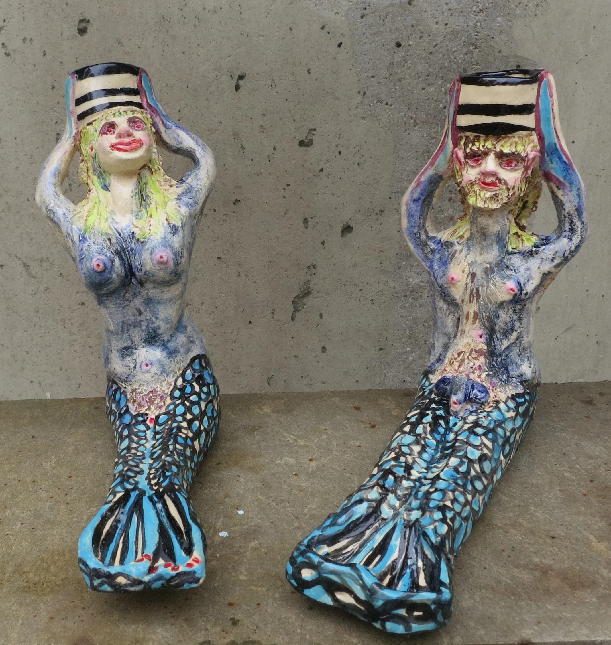 Mermaid and Merman, candlesticks