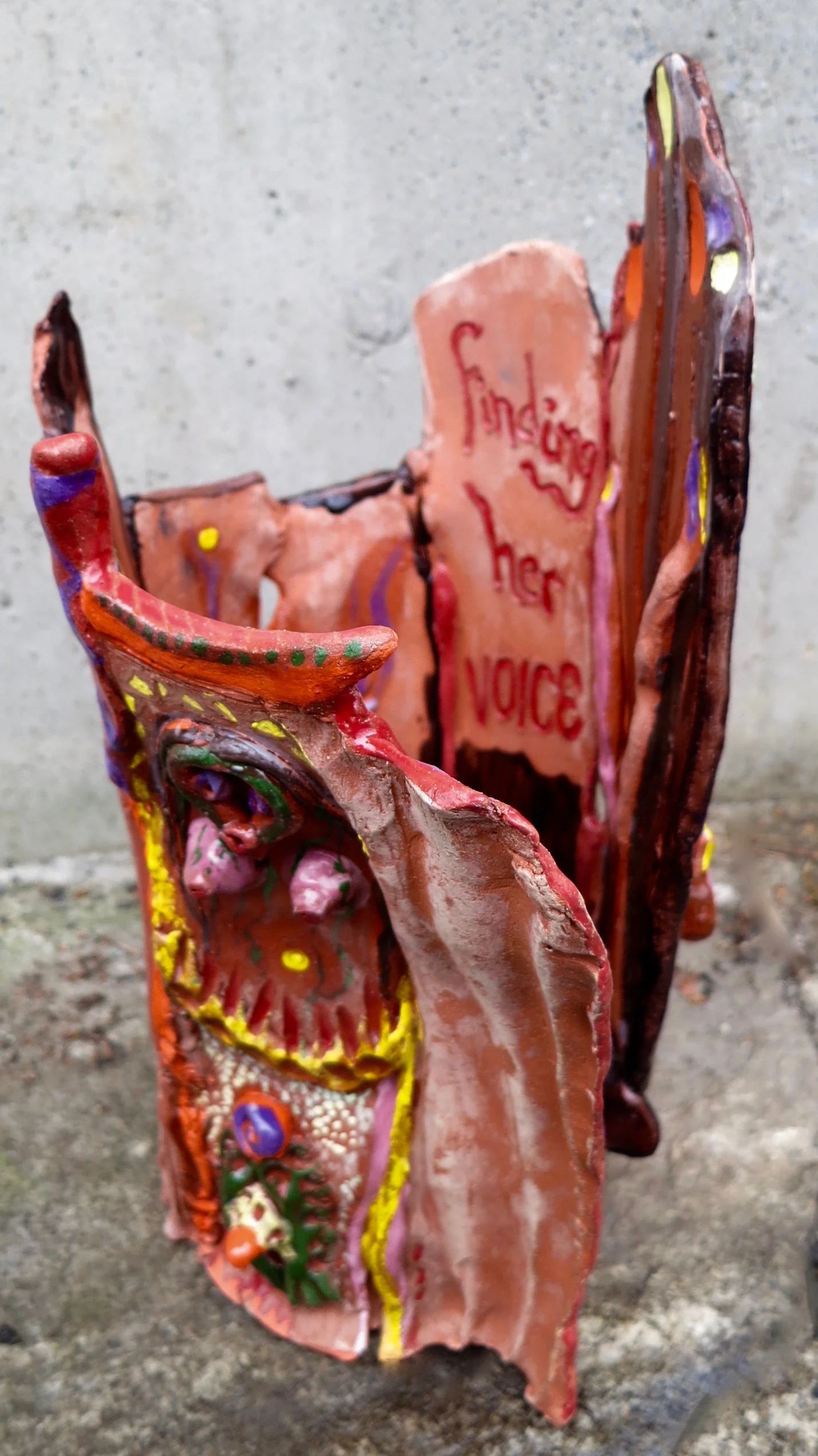 Finding Her Voice, open form ceramic sculpture