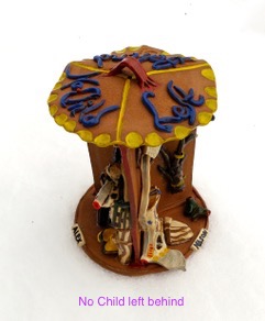 No Child Left Behind, Glazed and Underglazed ceramic, 8.5 high x7.5”