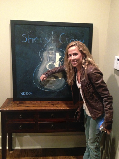  Sheryl Crow beside her personal Hendon painting. 