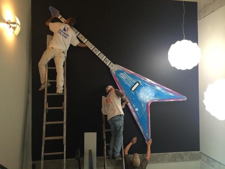  13.5’ metal sculpture installation in progress at The Gulch, Nashville, TN. 