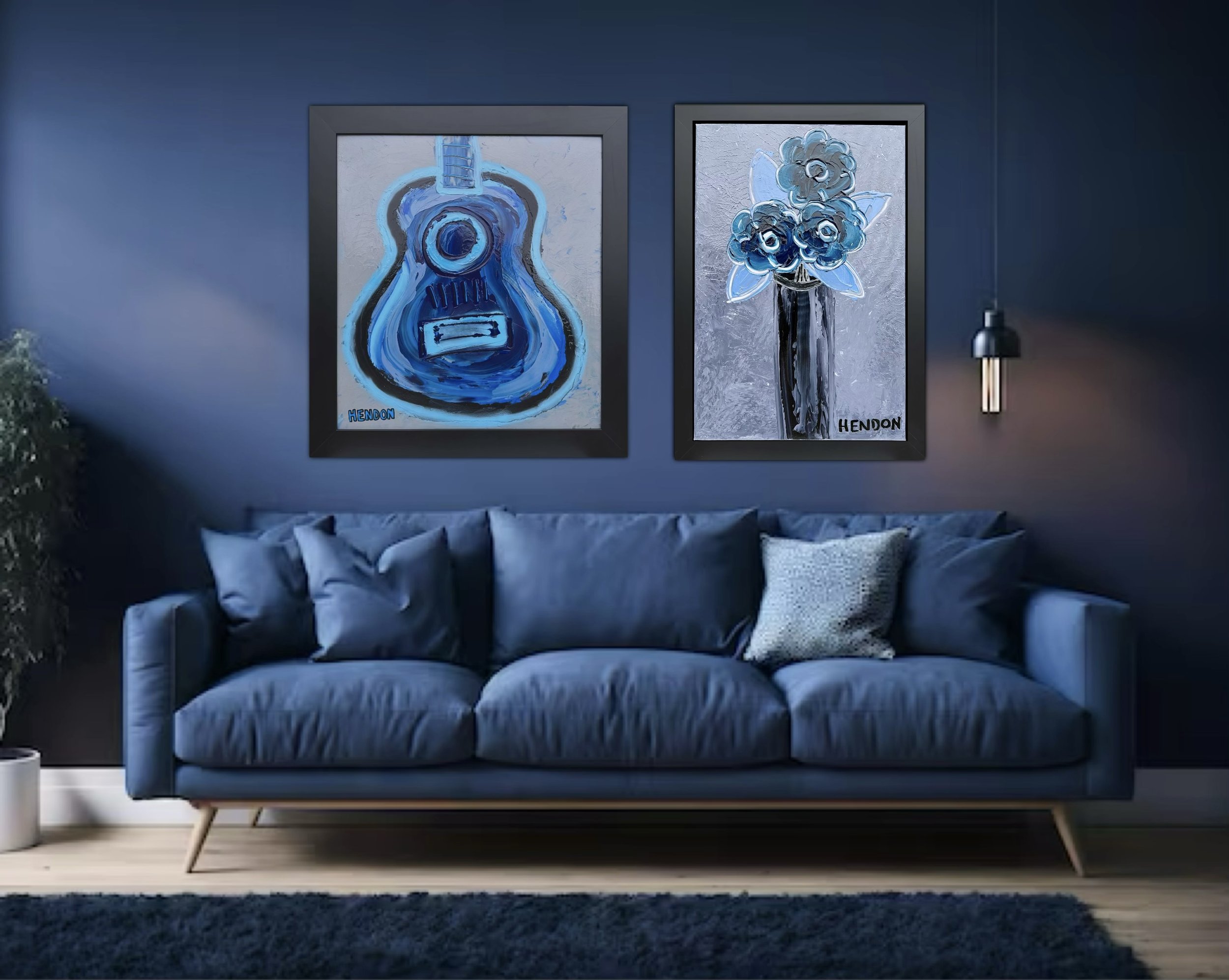  Two Hendon pieces reimagined; blue room in situ.  
