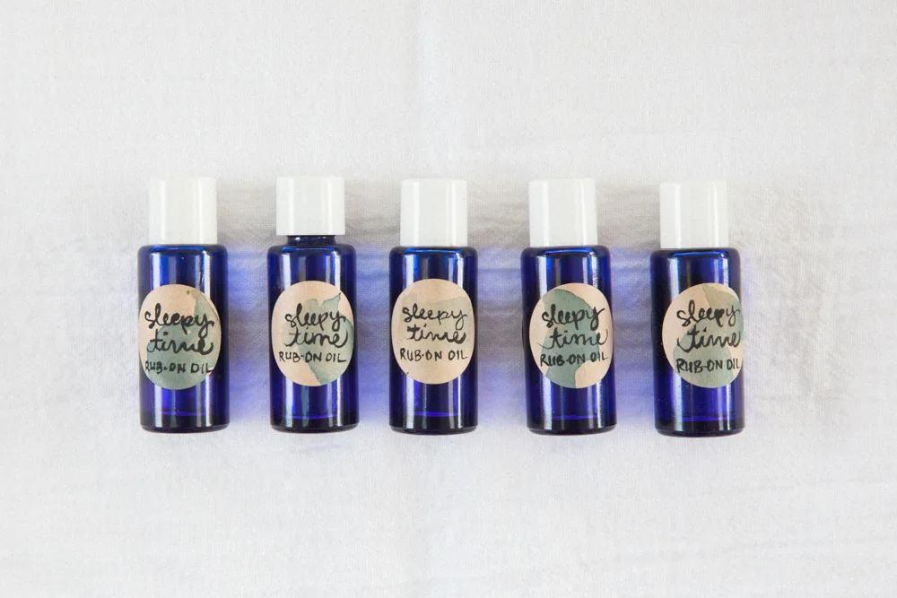 Sleepy Time Oil Blend - 15 drops of each: Lavender, Orange, and Cedarwood in a 10ml bottle. Top with fractionated coconut oil. Apply to feet bottoms, neck, and temples. 