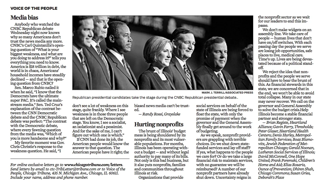 Chicago Tribune OpEd, October 30, 2015