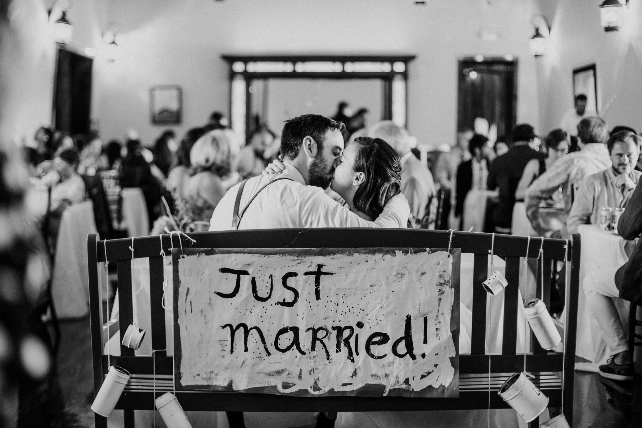 Reception just married sign. Wedding at Cotton Gin No 116 (Katy, TX)