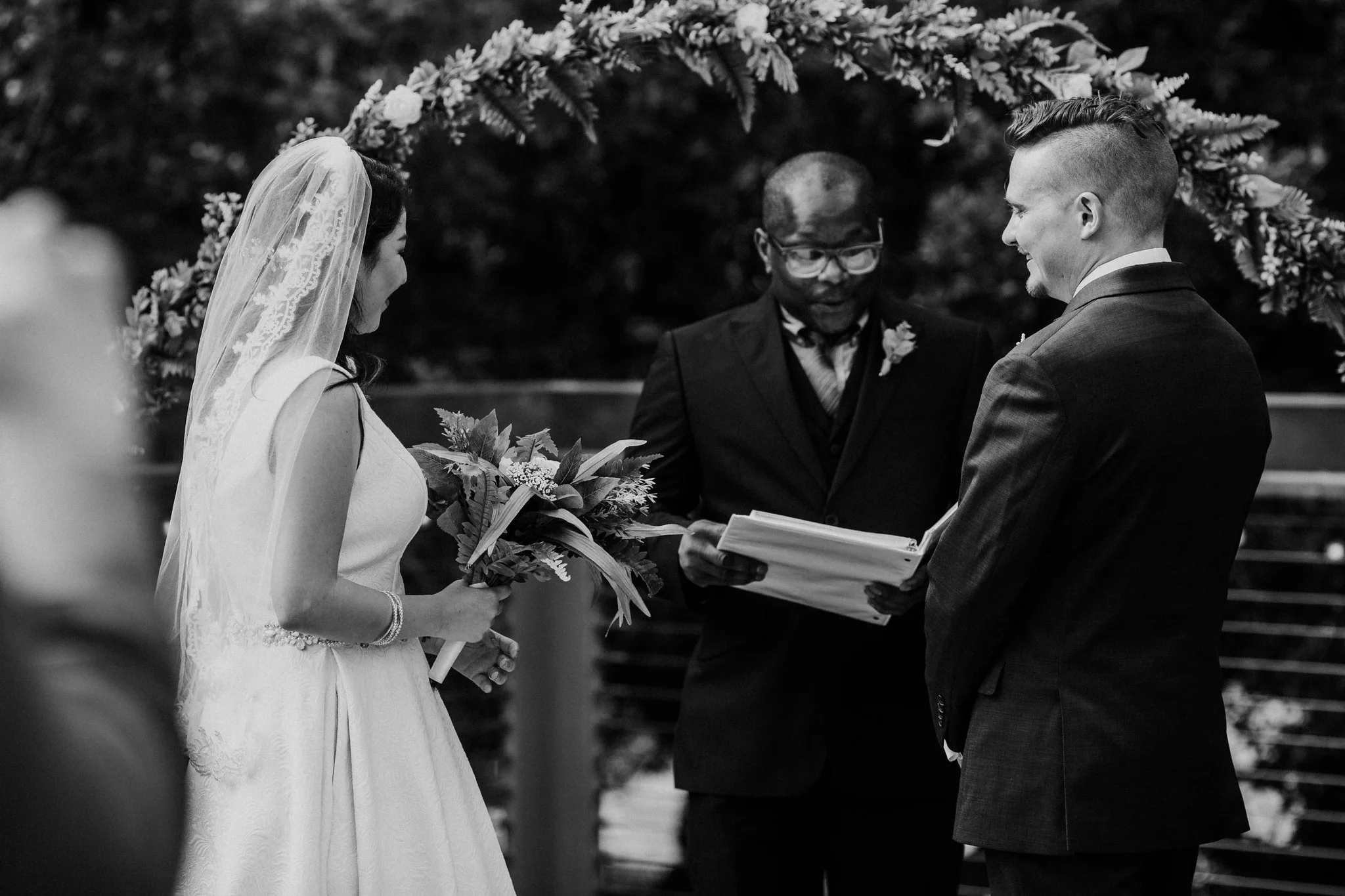 Ceremony. Wedding at The Grove at Discovery Green Park (Houston, TX)