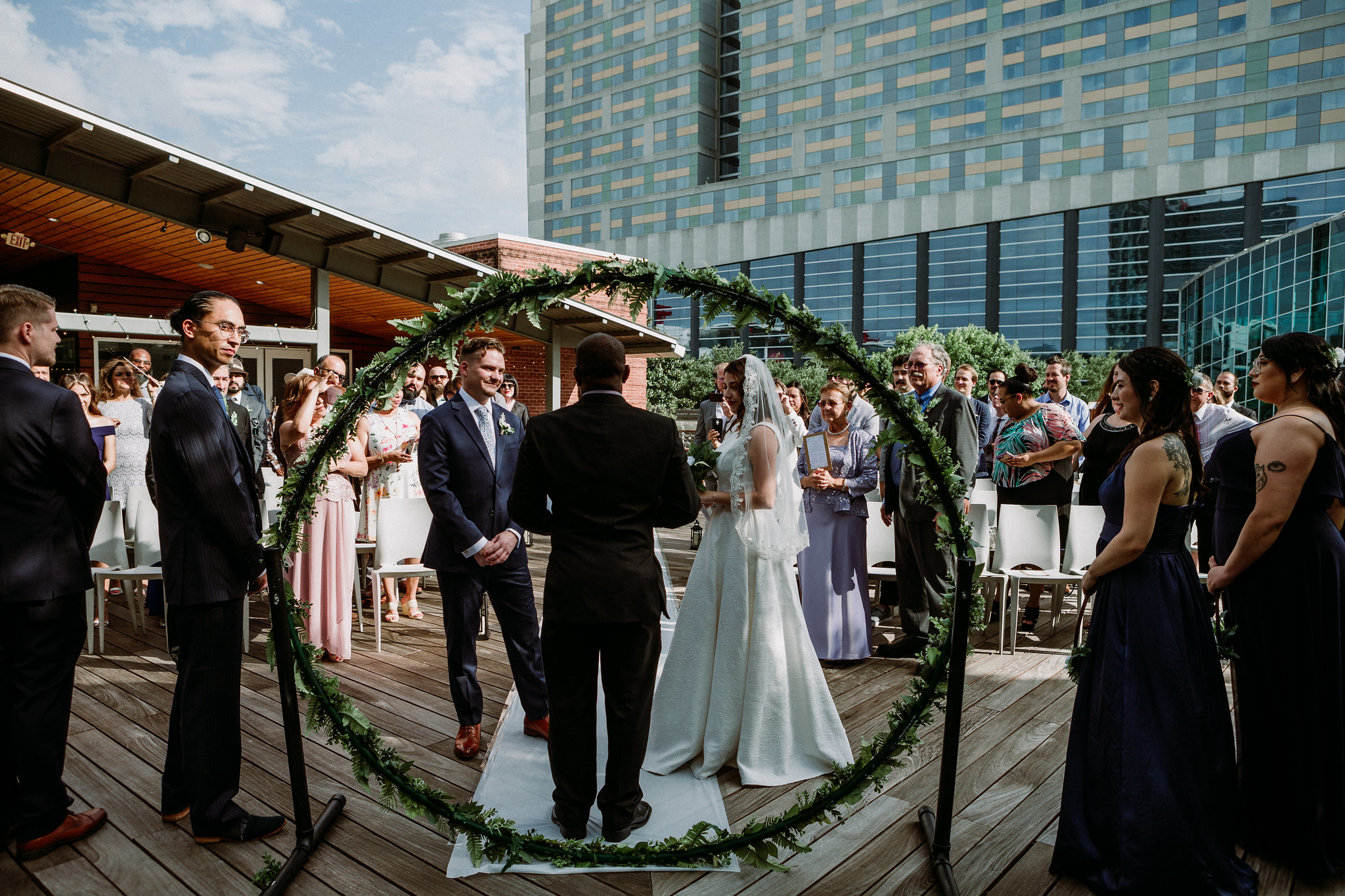 Ceremony. Wedding at The Grove at Discovery Green Park (Houston, TX)