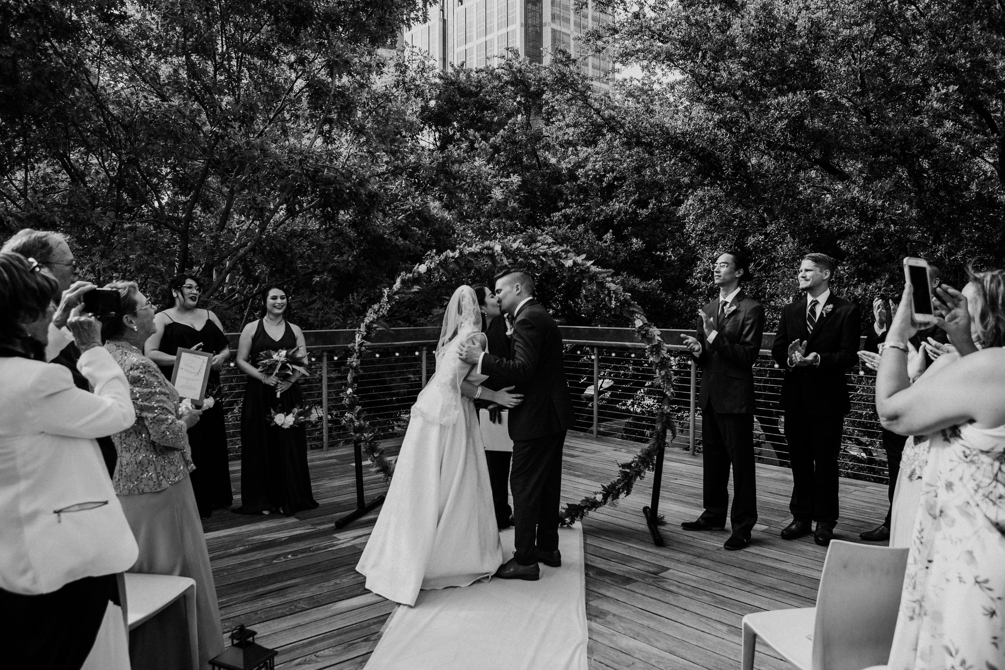 Ceremony. Wedding at The Grove at Discovery Green Park (Houston, TX)