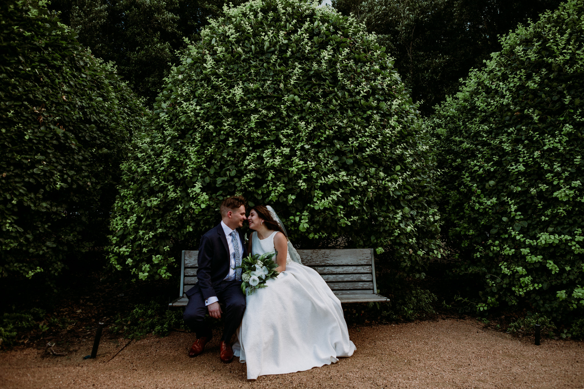 Bride and groom couples portraits. Wedding at The Grove at Discovery Green Park (Houston, TX)