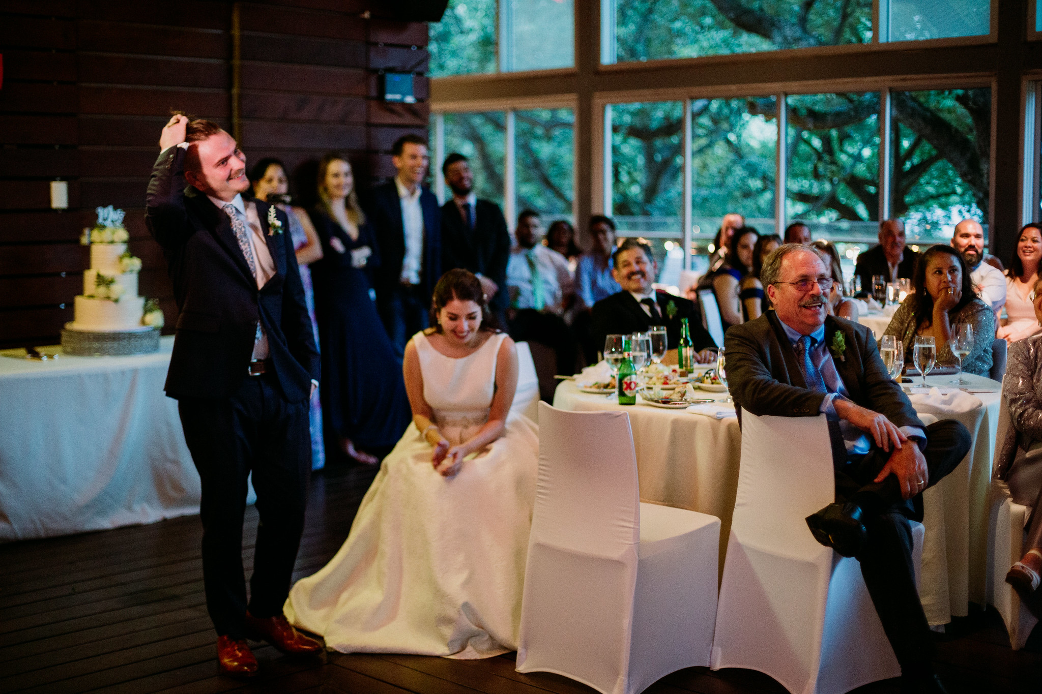 Reception. Wedding at The Grove at Discovery Green Park (Houston, TX)