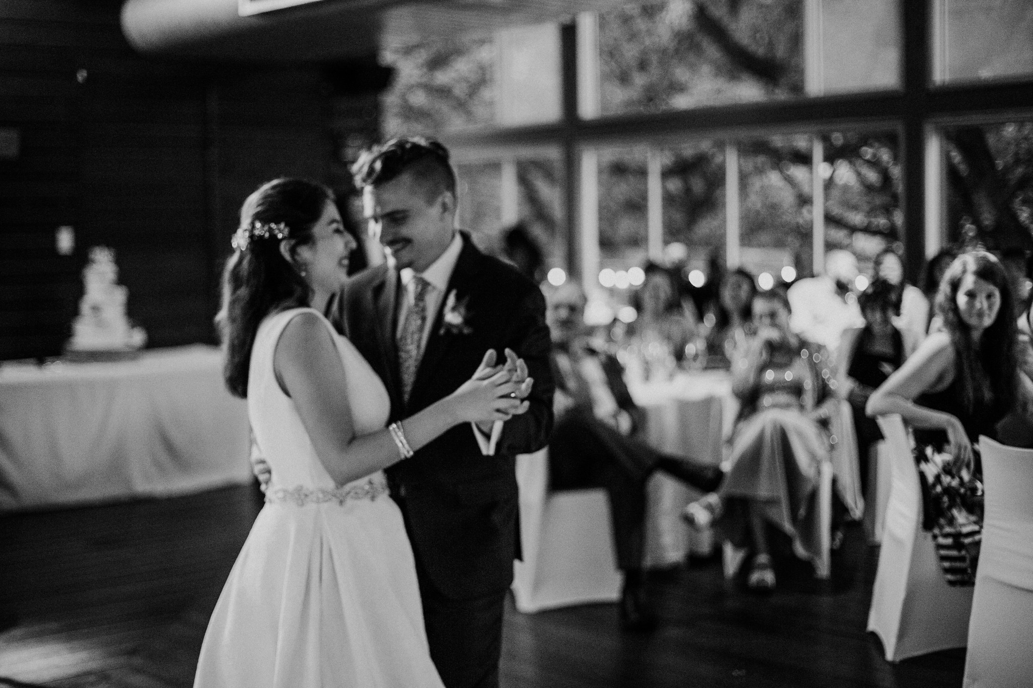 Bride and groom first dance. Reception. Wedding at The Grove at Discovery Green Park (Houston, TX)