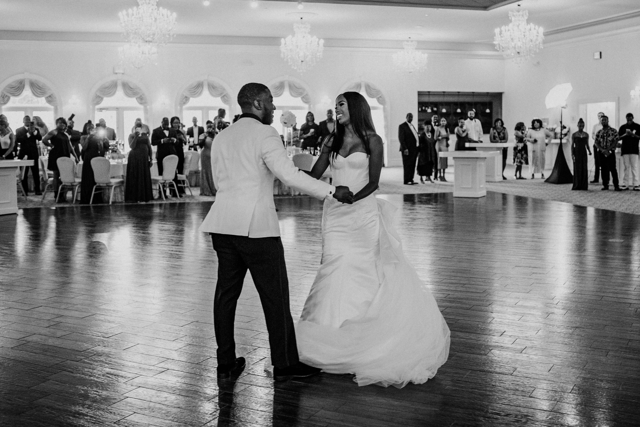 Bride and groom first dance. Reception. Wedding at Ashton Gardens West (Houston, TX)