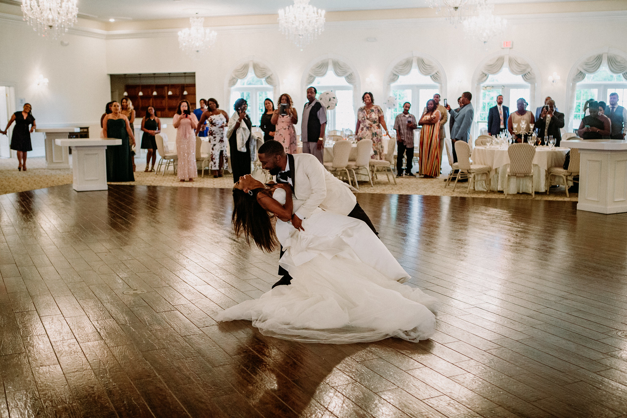 Bride and groom first dance. Reception. Wedding at Ashton Gardens West (Houston, TX)