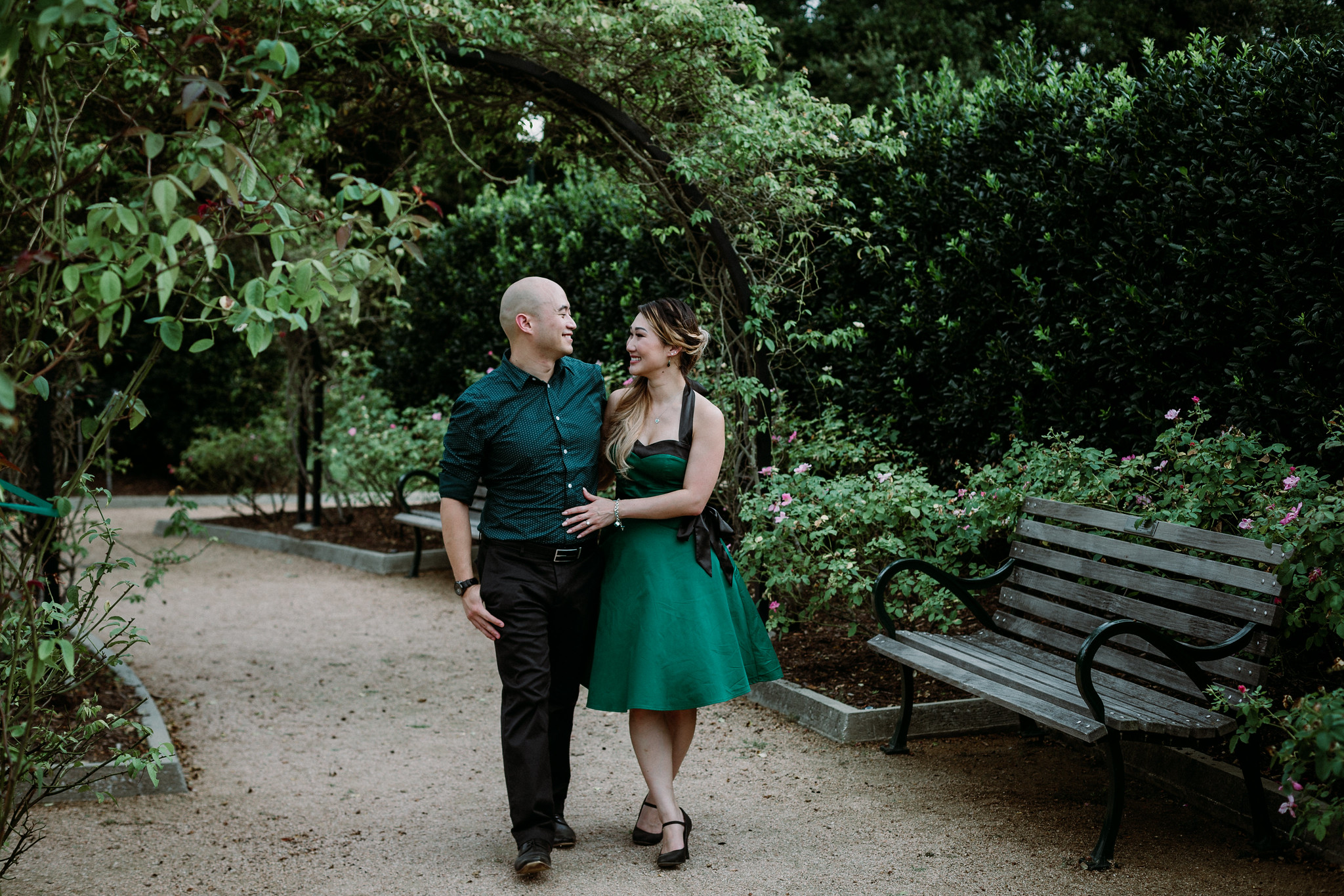 Engagement Photo Session with two cute corgis at McGovern Centennial Gardens (Houston, TX)