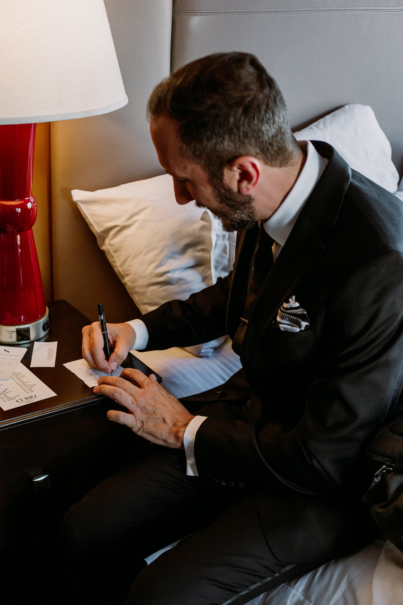 Groom preparations getting ready. Wedding at The Sam Houston Hotel (Houston TX)