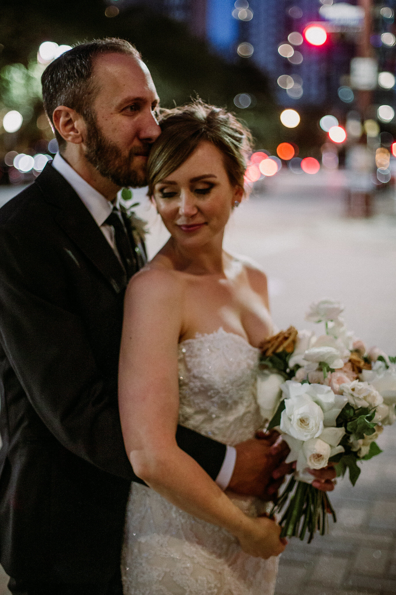 Bride and groom portraits downtown. Wedding at The Sam Houston Hotel (Houston TX)