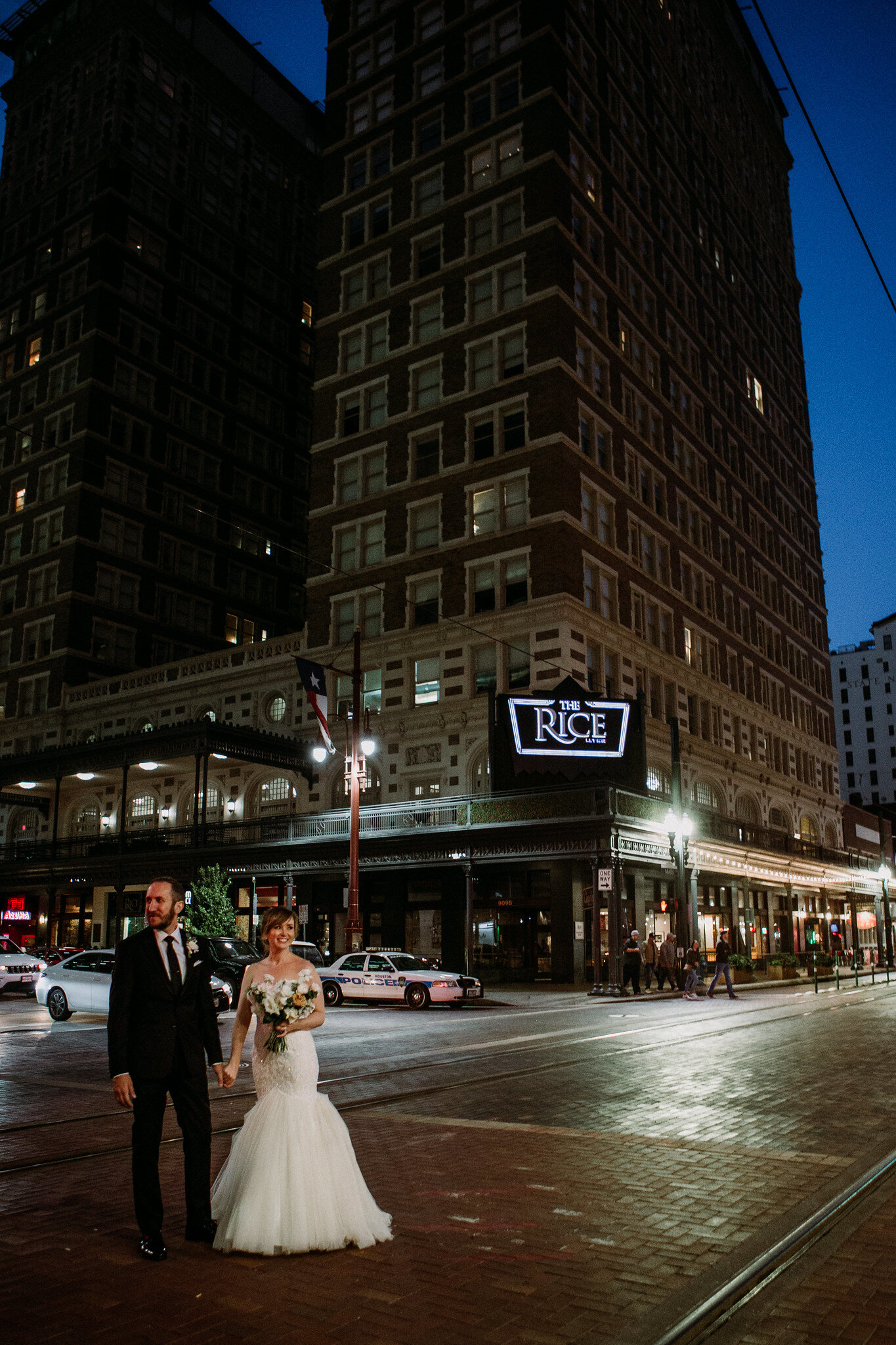 Bride and groom portraits downtown Rice. Wedding at The Sam Houston Hotel (Houston TX)
