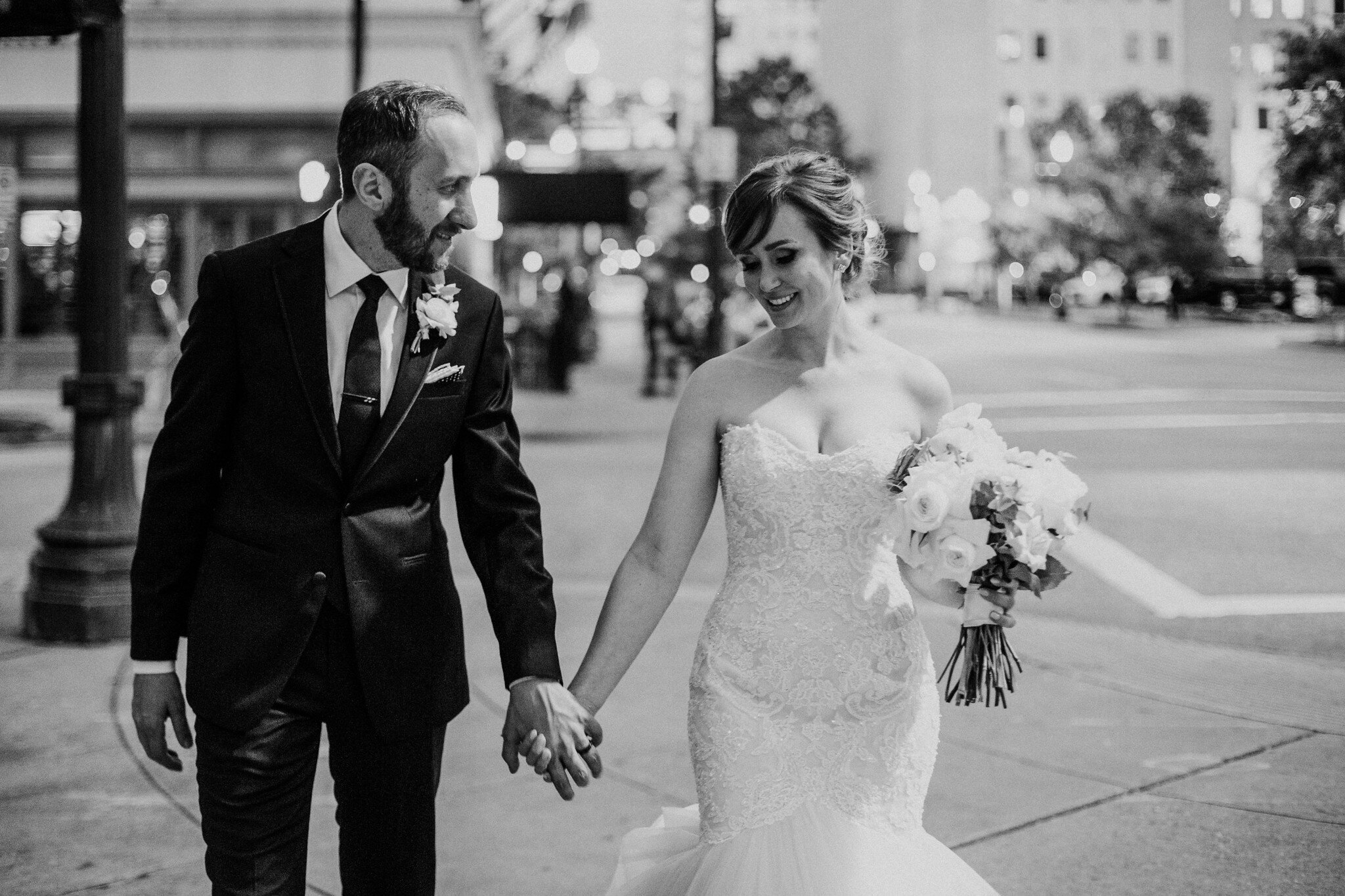 Bride and groom portraits downtown. Wedding at The Sam Houston Hotel (Houston TX)