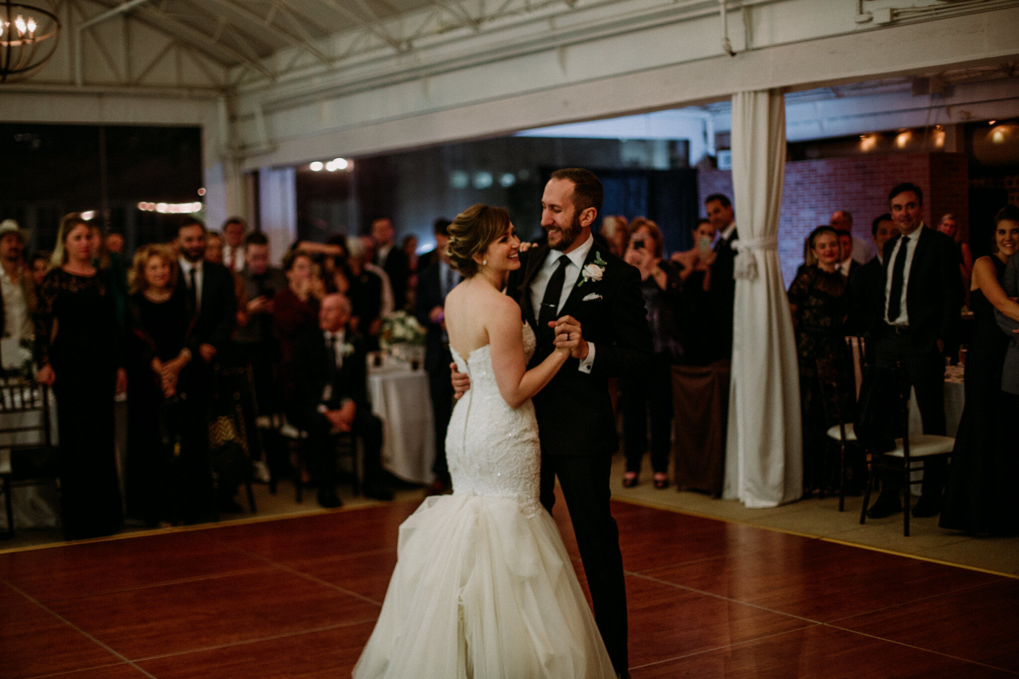 Bride and groom first dance. Reception. Wedding at The Sam Houston Hotel (Houston TX)