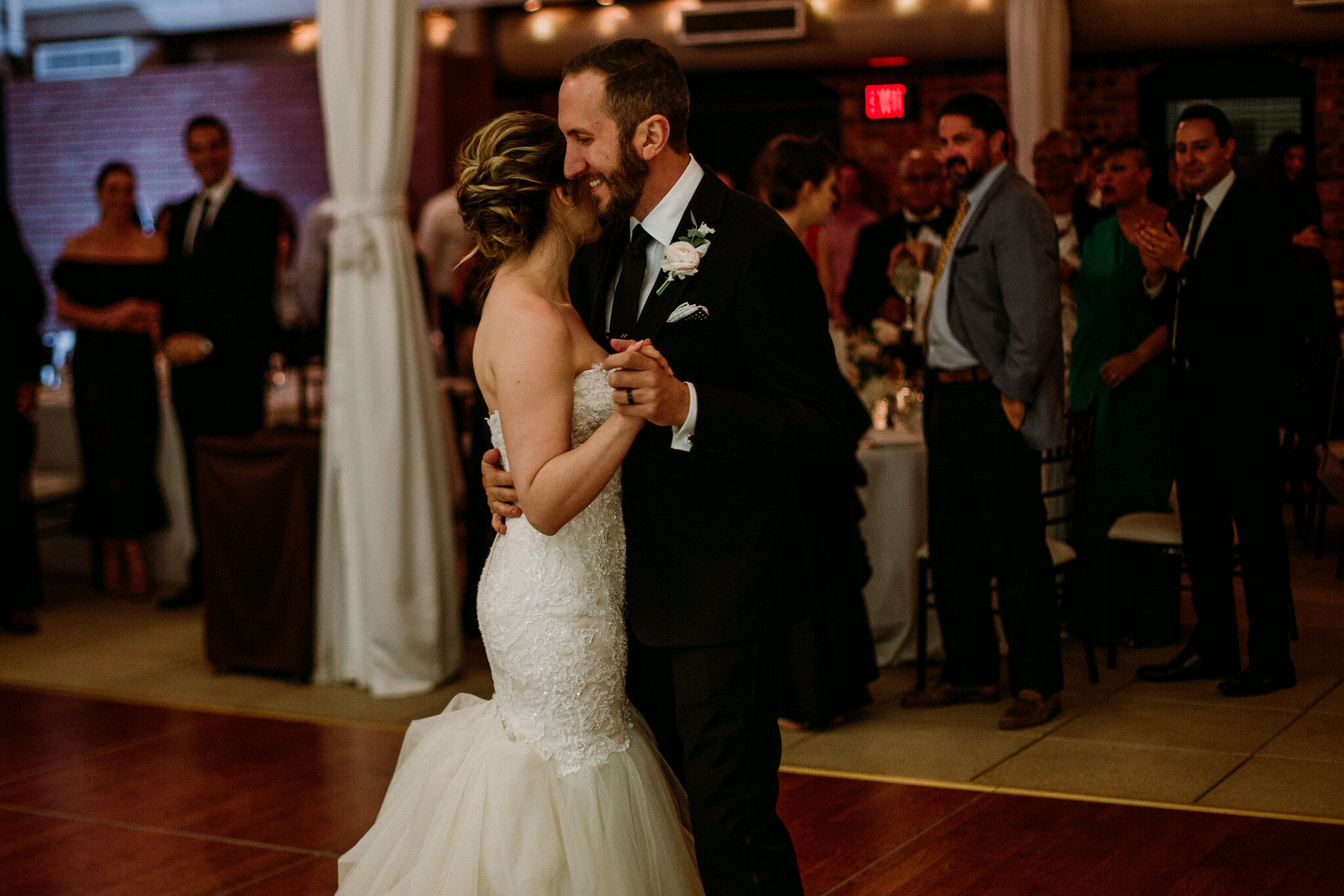 Bride and groom first dance. Reception. Wedding at The Sam Houston Hotel (Houston TX)