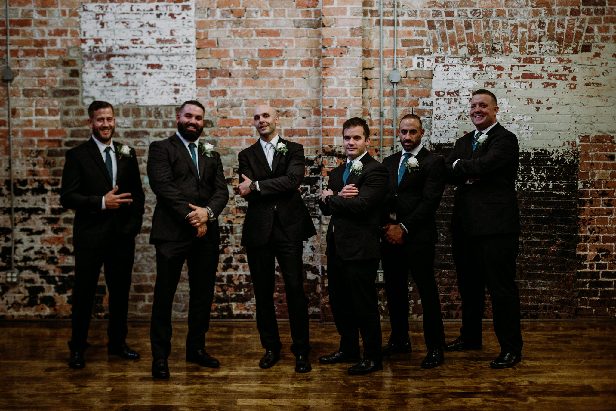 Groom and groomsmen portraits. Wedding at Charles H. Morris Center at Trustees' Garden (Savannah, GA)