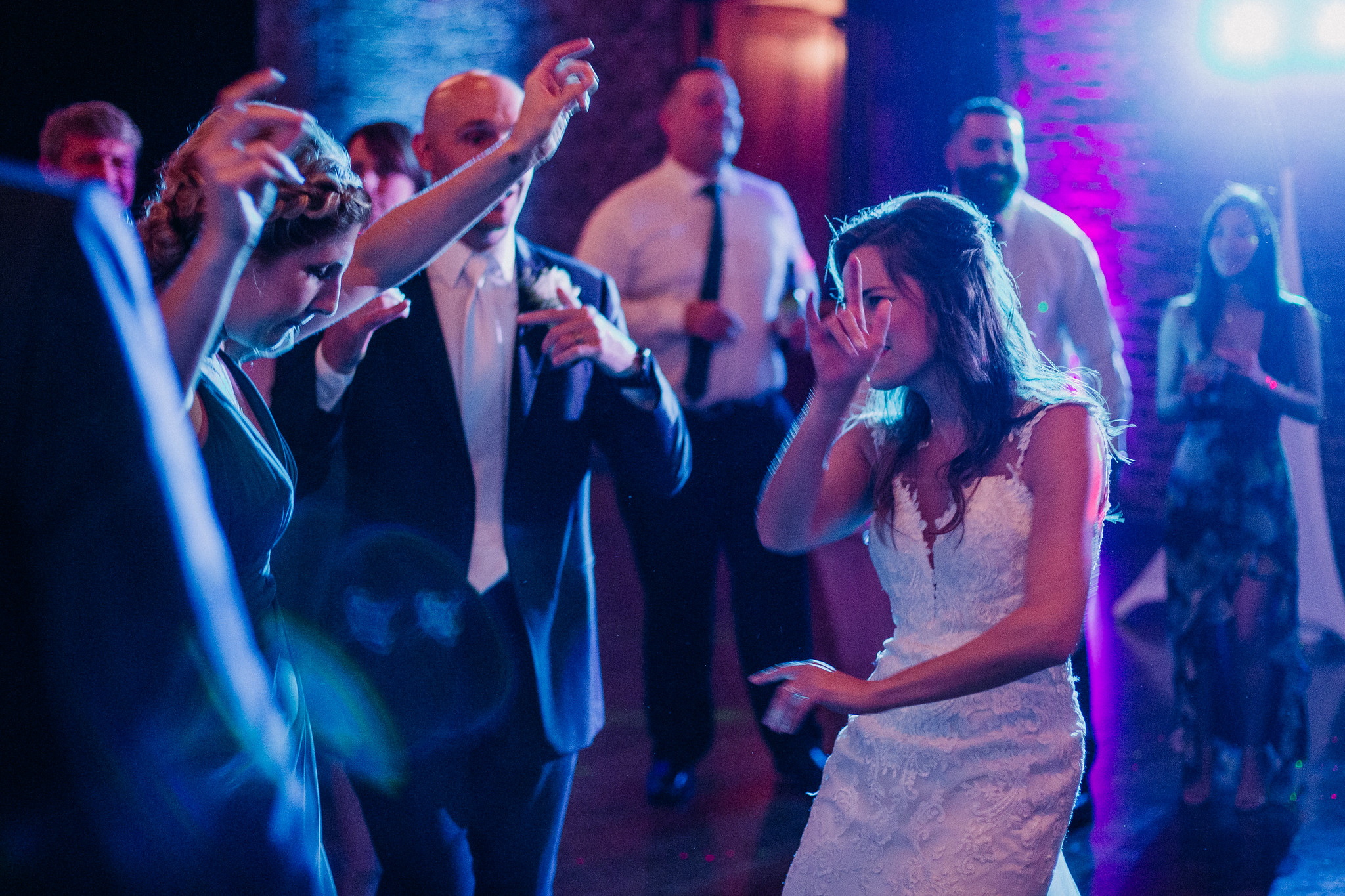 Party, dancing. Reception. Wedding at Charles H. Morris Center at Trustees' Garden (Savannah, GA)
