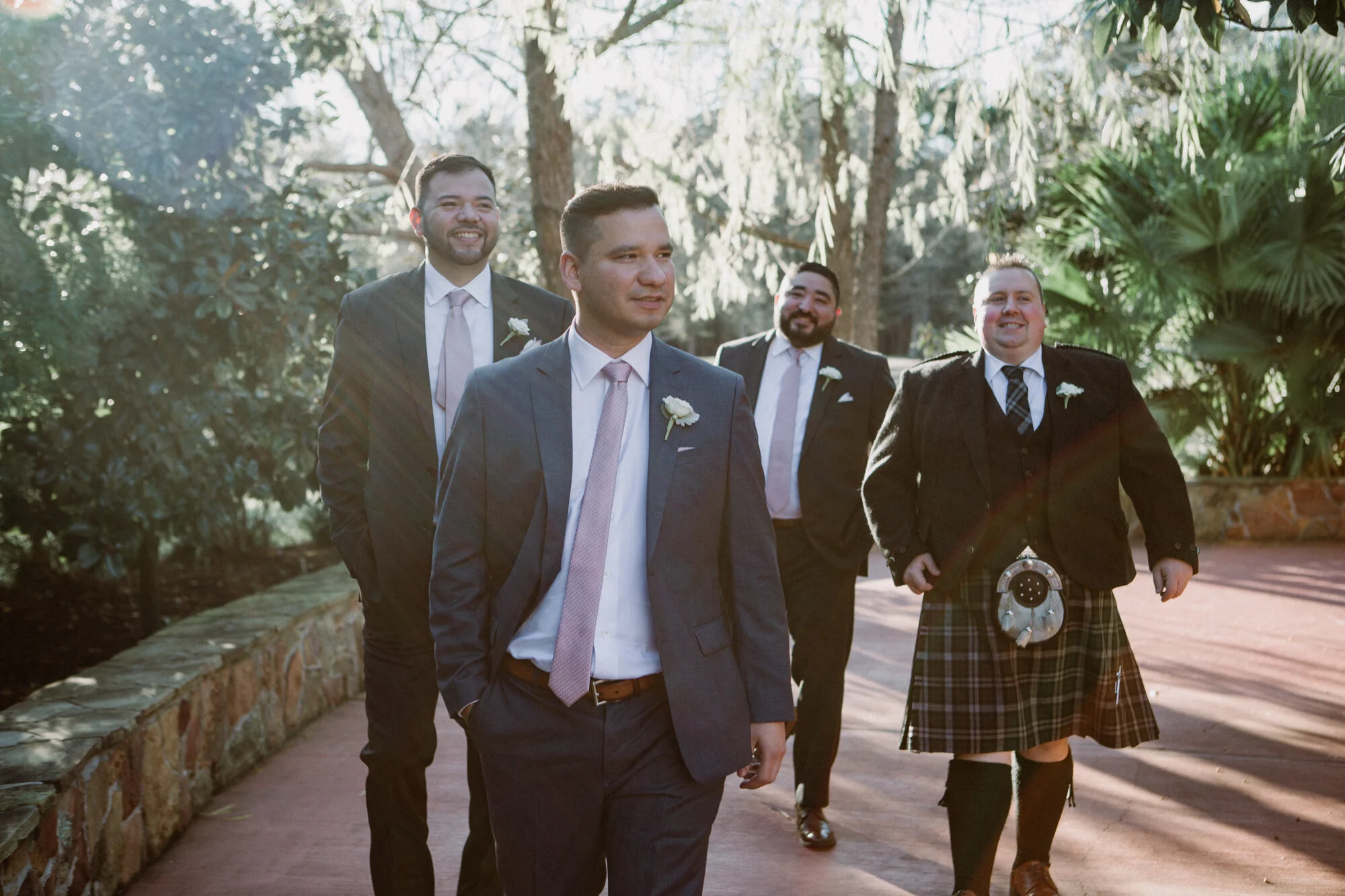 Groom and groomsmen portraits. Wedding at Madera Estates (Conroe TX)
