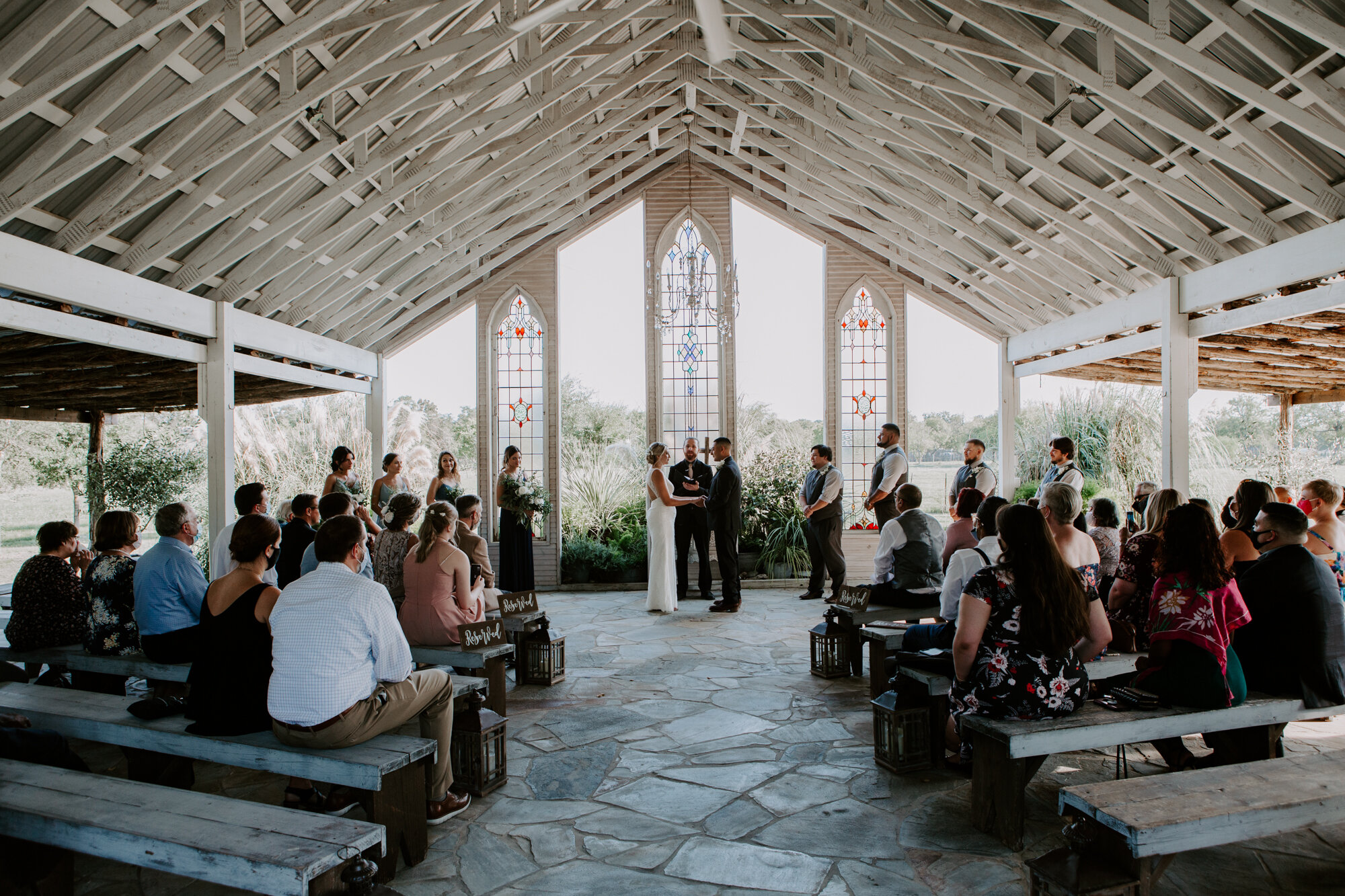 Ceremony. Radiant Bohemian Hill Country Wedding at Gruene Estate in New Braunfels, TX