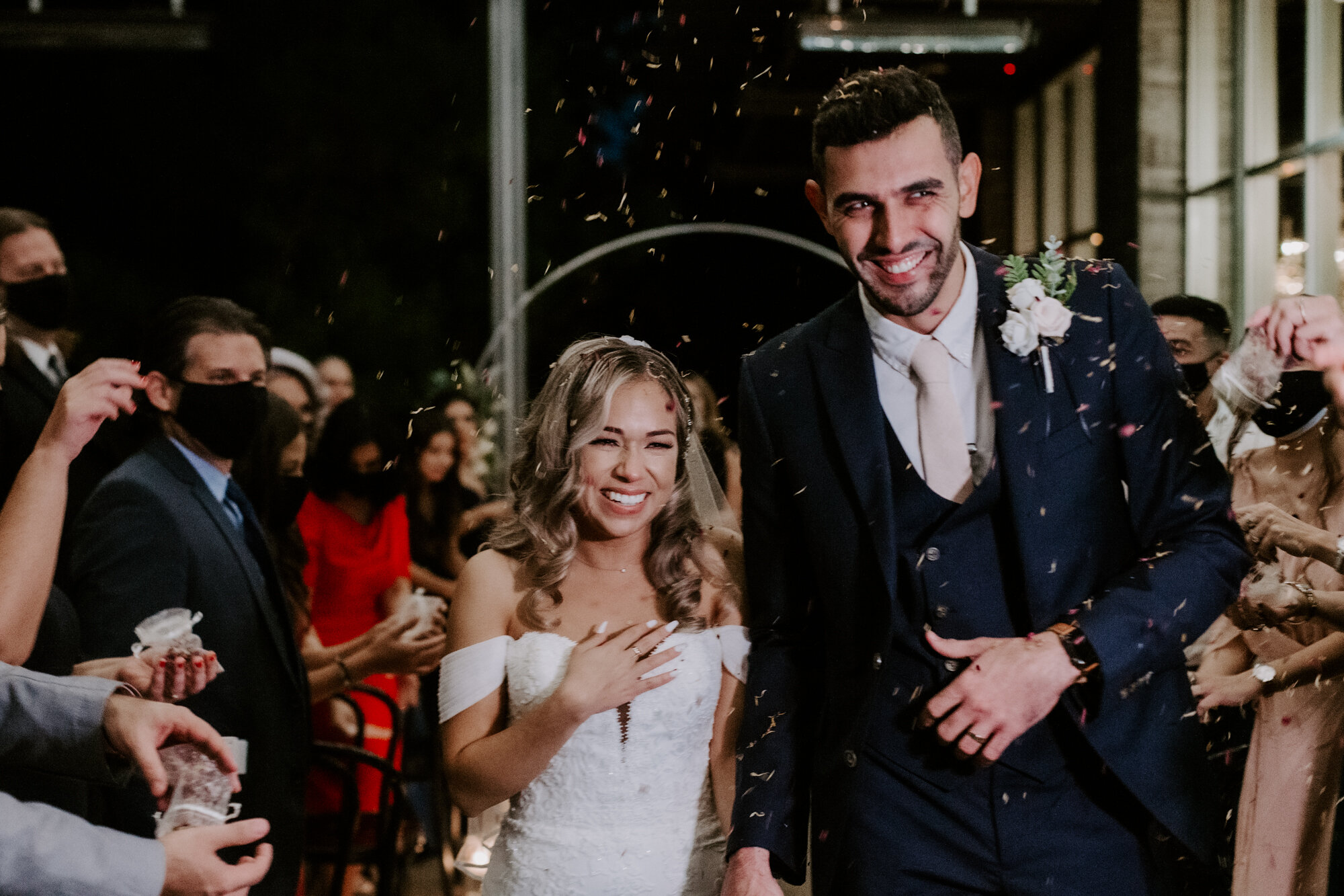 Ceremony send off with dried flowers. Glamorous Wedding at The Dunlavy and the Lost Lake Buffalo Bayou Park